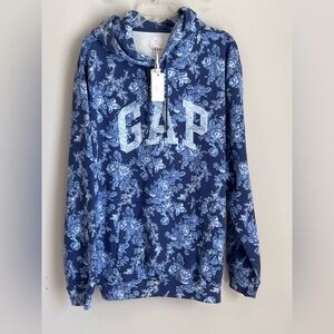 Gap × LoveShackFancy Floral Logo Hoodie Women's XL Sweatshirt Blue Streetwear